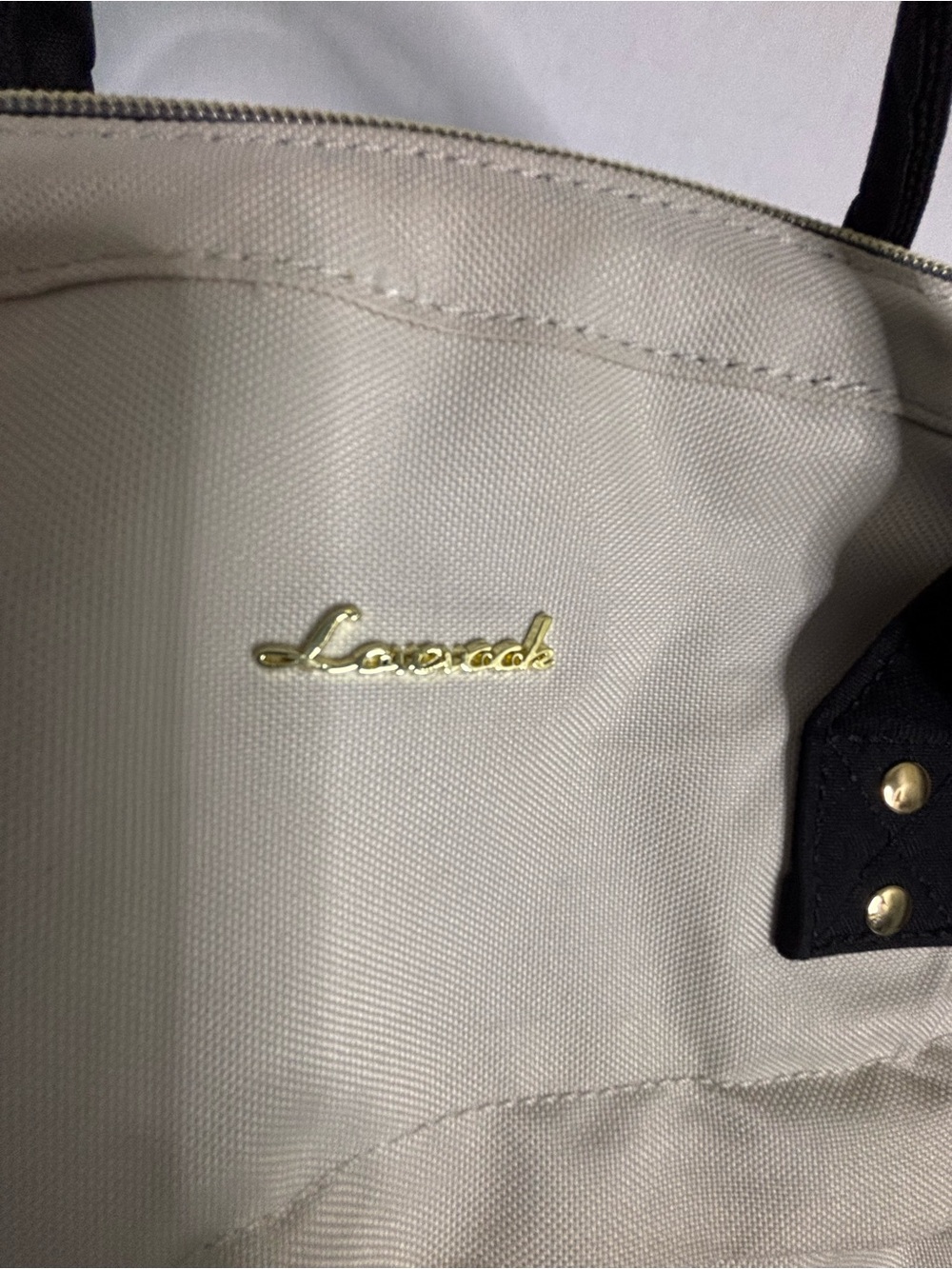 Lovevook Two-Tone Canvas Backpack - Black & Cream with Charging Port - Picture 4 of 13